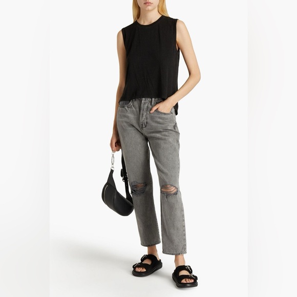 Frame Denim Gray le original Jeans with Distressed Knee
